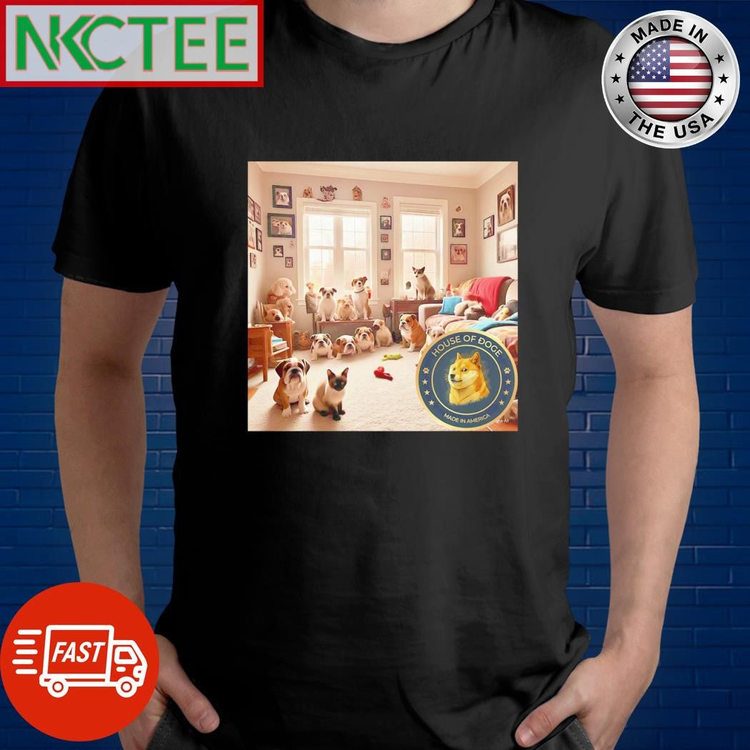 Premium Buy House Of Dogecoin to build House Of Dogs and cats for abandoned dogs and cats shirt - T-Shirt, Sweatshirt, Hoodie