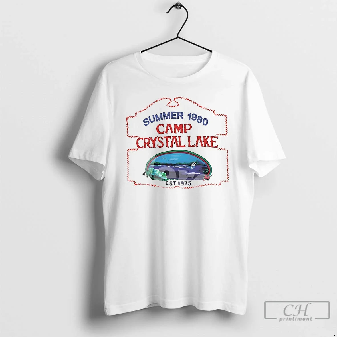 Premium Camp Crystal Lake Summer 1980 Est 1935 Unisex T-shirt, Sweatshirt, Hoodie, Long Sleeve Tee - T-Shirt, Sweatshirt, Hoodie