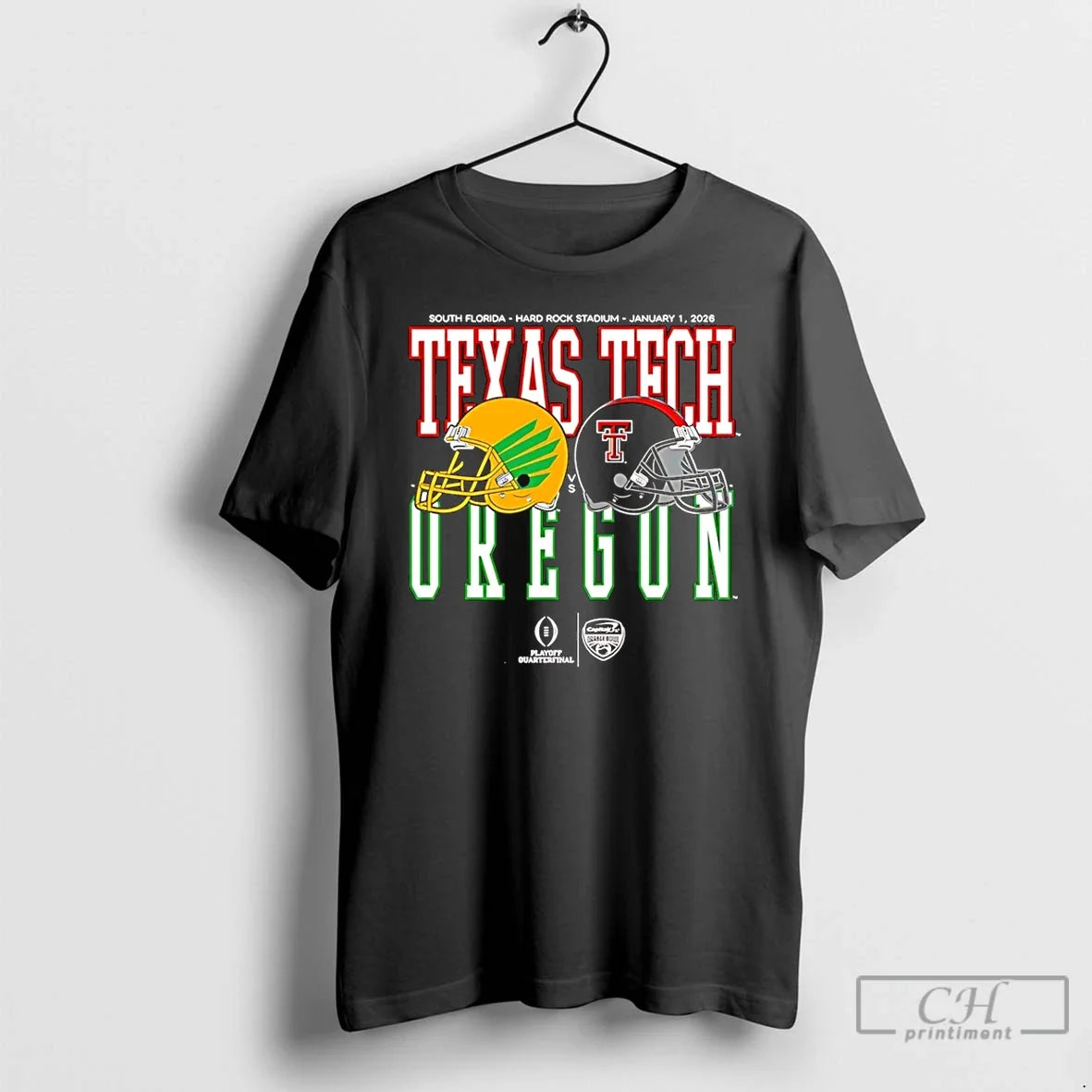 Premium Capital One Orange Bowl 2026 Oregon Vs Texas Tech Helmet Matchup T Shirts Sweater - T-Shirt, Sweatshirt, Hoodie