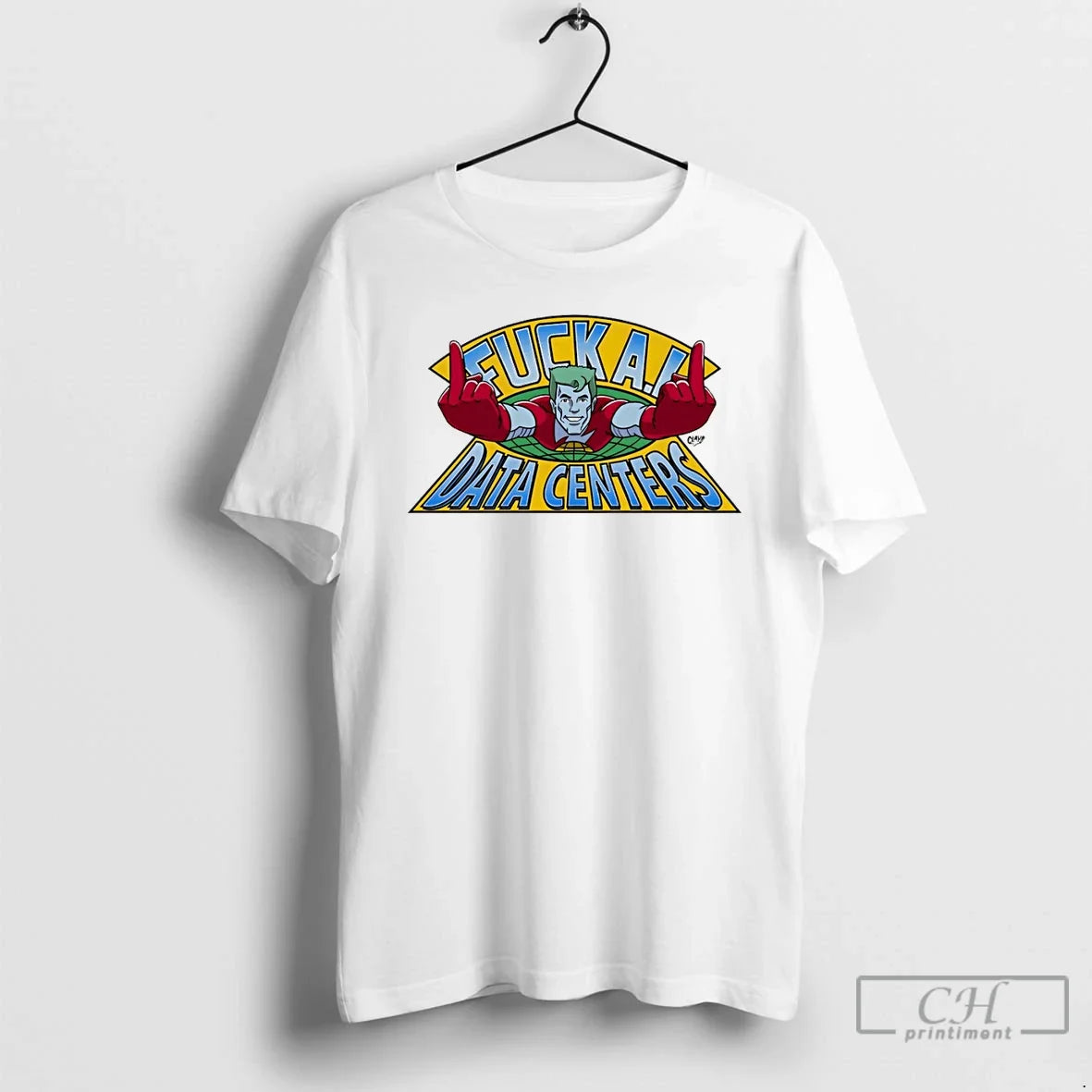 Premium Captain Planet Middle Finger Fuck Ai Data Centers Unisex T-shirt, Sweatshirt, Hoodie, Long Sleeve Tee - T-Shirt, Sweatshirt, Hoodie