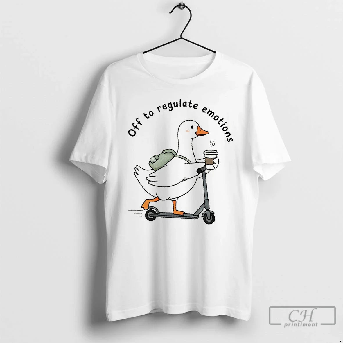 Premium Cute Silly Goose Off To Regulate Emotions Unisex T-shirt, Sweatshirt, Hoodie, Long Sleeve Tee - T-Shirt, Sweatshirt, Hoodie