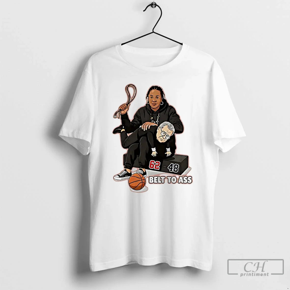 Premium Dawn Staley Belt To Ass Geno Auriemma South Carolina 62 48 Uconn T Shirts Unisex T-shirt, Sweatshirt, Hoodie, Long Sleeve Tee - T-Shirt, Sweatshirt, Hoodie