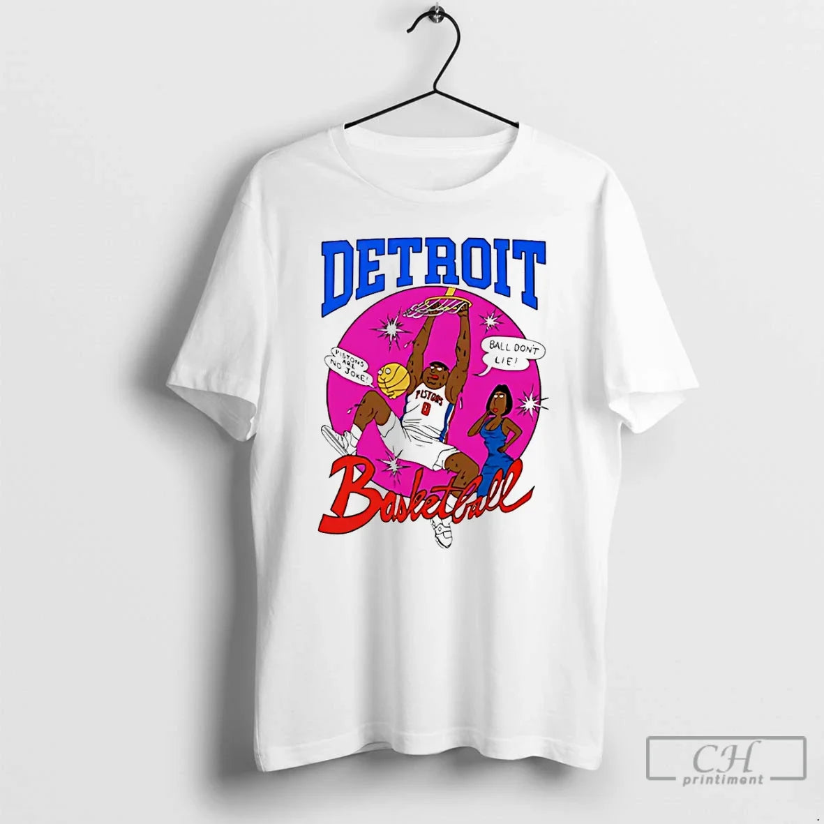 Premium Detroit Pistons Basketball Are No Joke Ball Dont Lie Comic - T-Shirt, Sweatshirt, Hoodie