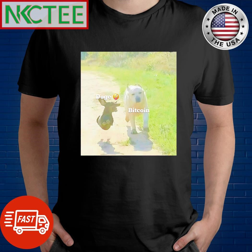 Premium Doge Bitcoin dog run photo shirt Unisex T-shirt, Sweatshirt, Hoodie, Long Sleeve Tee - T-Shirt, Sweatshirt, Hoodie