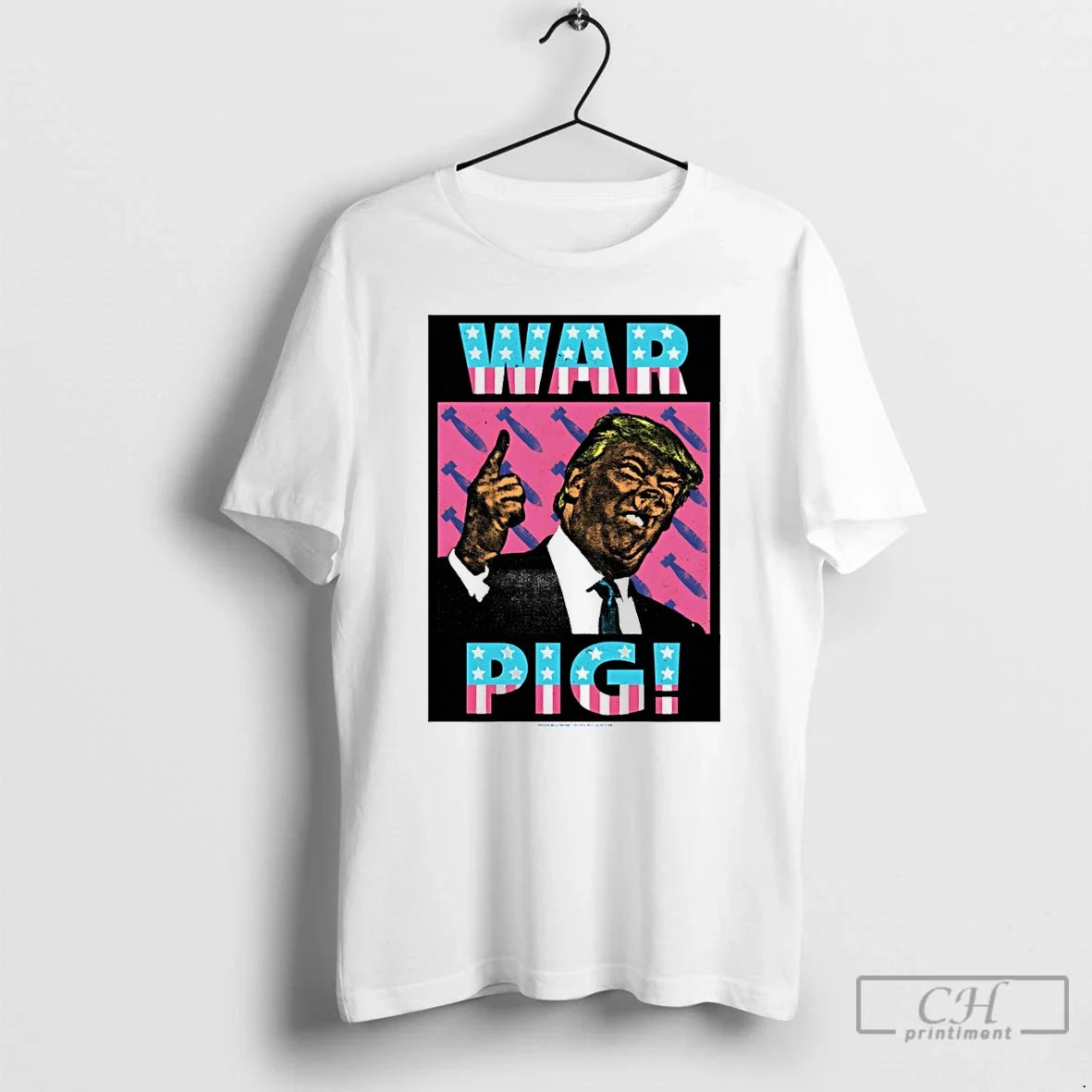 Premium Donald Trump War Pig Rocket American Flag Unisex T-shirt, Sweatshirt, Hoodie, Long Sleeve Tee - T-Shirt, Sweatshirt, Hoodie