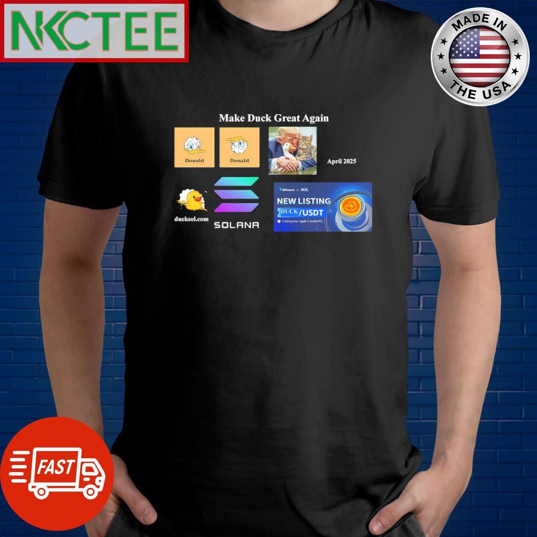 Premium Donald Trump and Donald Duck and BiFinance new listing duck coin and Solana shirt Unisex T-shirt, Sweatshirt, Hoodie, Long Sleeve Tee - T-Shirt, Sweatshirt, Hoodie