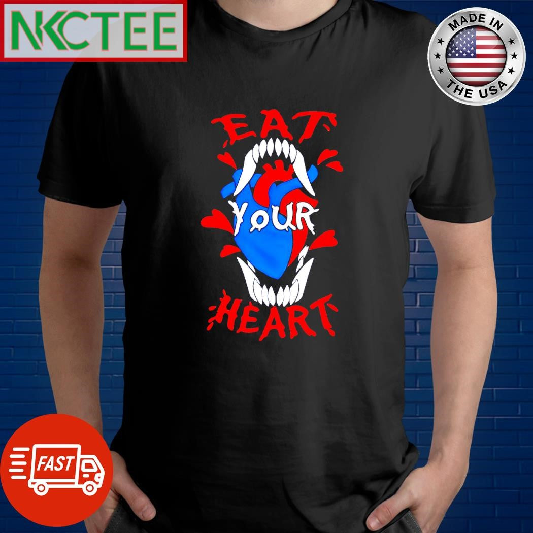 Premium Eat your heart graphic horror shirt Unisex T-shirt, Sweatshirt, Hoodie, Long Sleeve Tee - T-Shirt, Sweatshirt, Hoodie