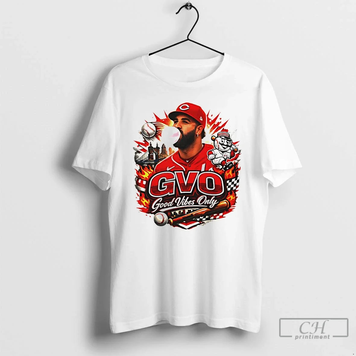 Premium Eugenio Suarez Cincinnati Reds Gvo Baseball Good Vibes Only - T-Shirt, Sweatshirt, Hoodie