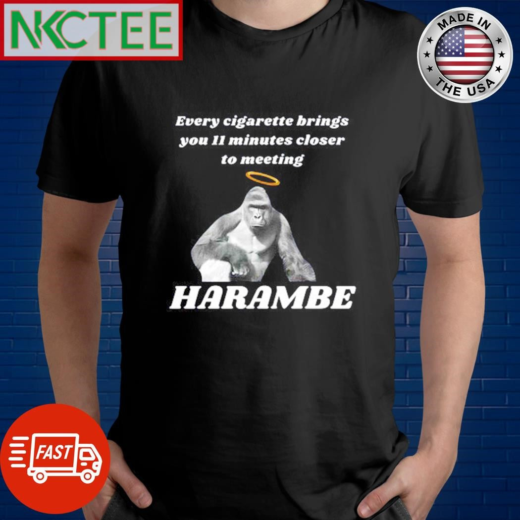 Premium Every cigarette brings you 11 minutes closer to meeting harambe angel Kong shirt Unisex T-shirt, Sweatshirt, Hoodie, Long Sleeve Tee - T-Shirt, Sweatshirt, Hoodie