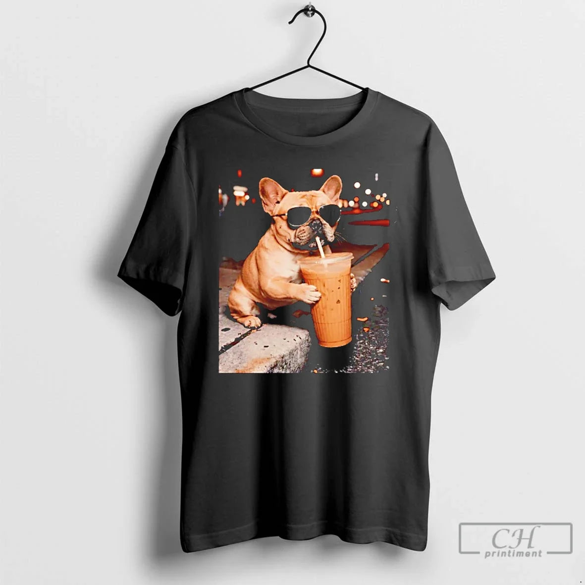 Premium French Bulldog Iced Coffee Meme Unisex T-shirt, Sweatshirt, Hoodie, Long Sleeve Tee - T-Shirt, Sweatshirt, Hoodie