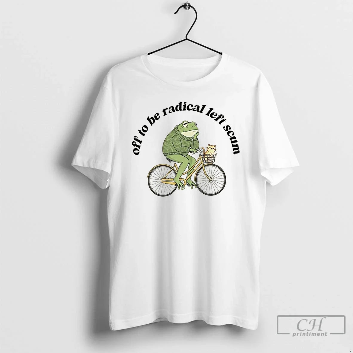 Premium Frog And Cat On Bicycle Resistance Off To Be Radical Left Scum T Shirts Unisex T-shirt, Sweatshirt, Hoodie, Long Sleeve Tee - T-Shirt, Sweatshirt, Hoodie