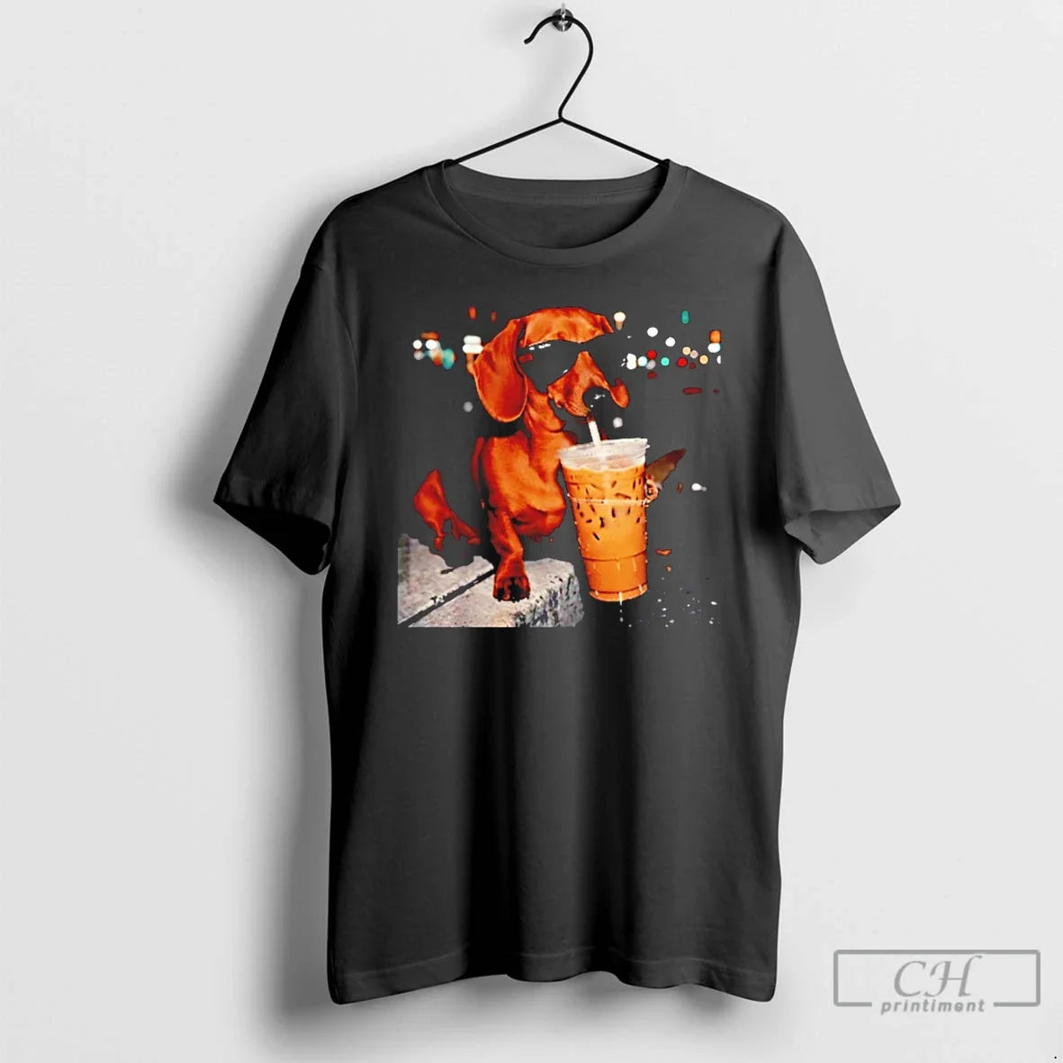 Premium Funny Dachshund Drinking Iced Coffee Meme Unisex T-shirt, Sweatshirt, Hoodie, Long Sleeve Tee - T-Shirt, Sweatshirt, Hoodie