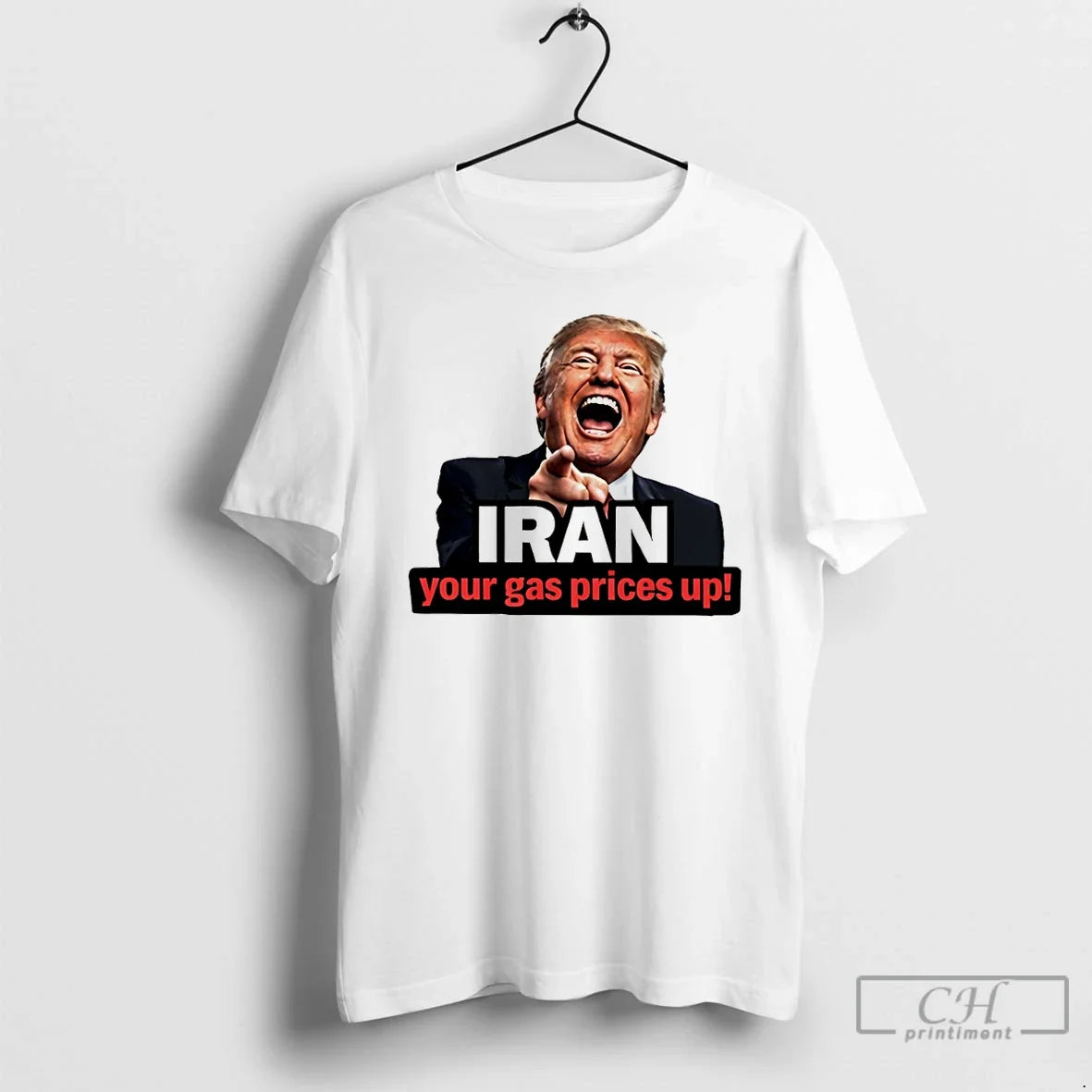 Premium Funny Donald Trump Smile Point Iran Your Gas Prices Up Political Meme T Shirts Unisex T-shirt, Sweatshirt, Hoodie, Long Sleeve Tee - T-Shirt, Sweatshirt, Hoodie