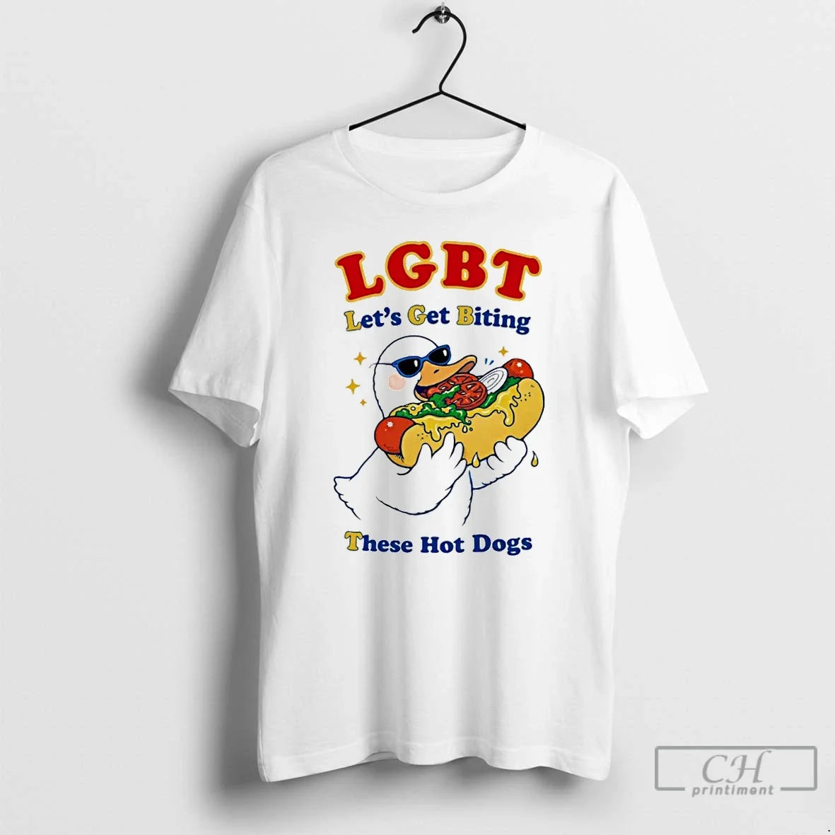 Premium Funny Goose Hot Dog Lgbt Lets Get Biting These Hot Dogs T Shirts Sweater Unisex T-shirt, Sweatshirt, Hoodie, Long Sleeve Tee - T-Shirt, Sweatshirt, Hoodie