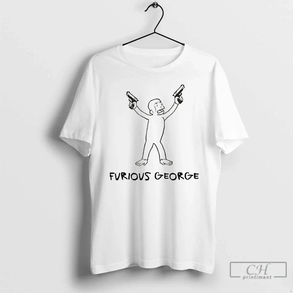 Premium Furious George Monkey With Guns Unisex T-shirt, Sweatshirt, Hoodie, Long Sleeve Tee - T-Shirt, Sweatshirt, Hoodie