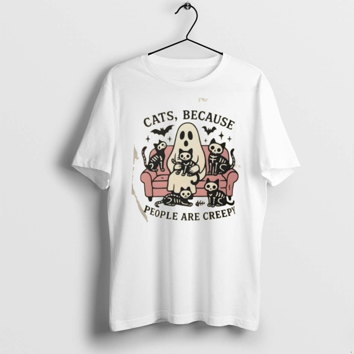 Ghost And Cats Because People Are Creepy Halloween T Shirts Unisex T-shirt, Sweatshirt, Hoodie, Long Sleeve Tee - T-Shirt, Sweatshirt, Hoodie