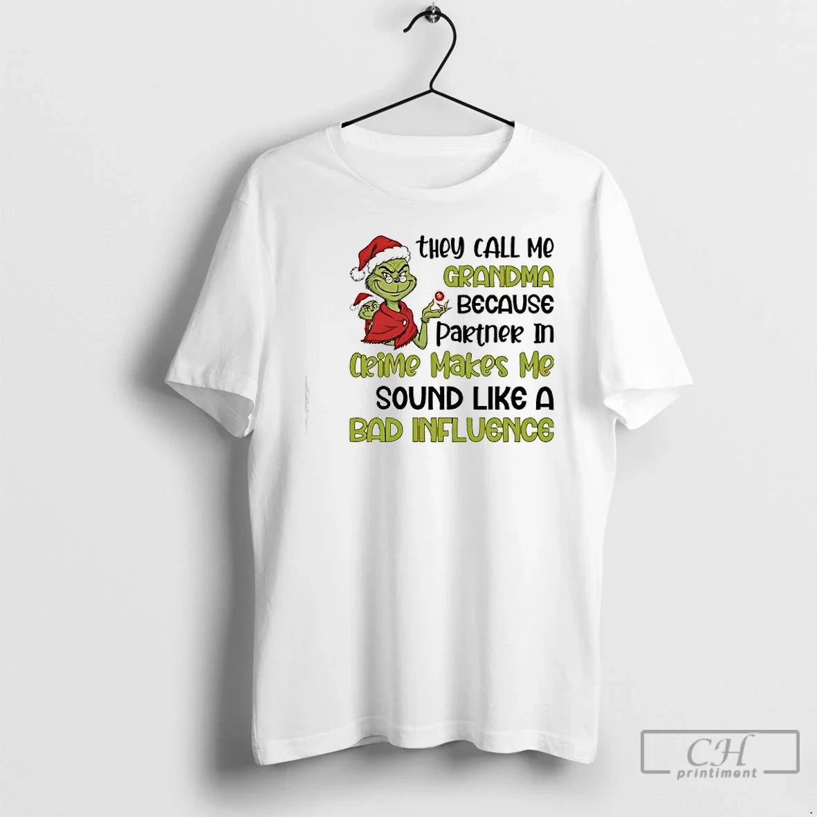 Premium Grinch Santa They Call Mo Grandma Because Partner In Crime Makes Me Sound Like - T-Shirt, Sweatshirt, Hoodie
