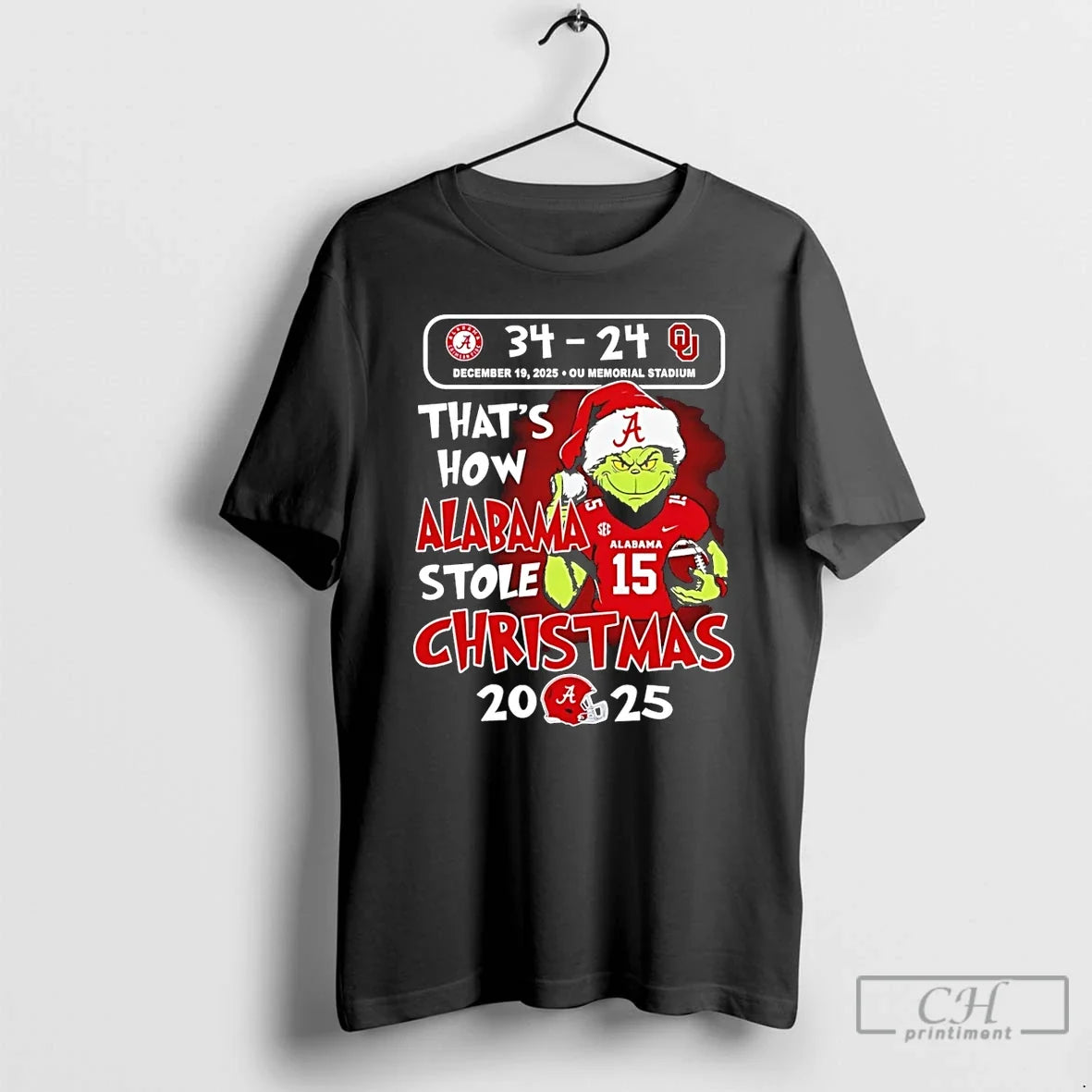 Premium Grinch Thats How Alabama Stole Christmas 2025 Alabama 34 24 Sooners T Shirts Sweater - T-Shirt, Sweatshirt, Hoodie