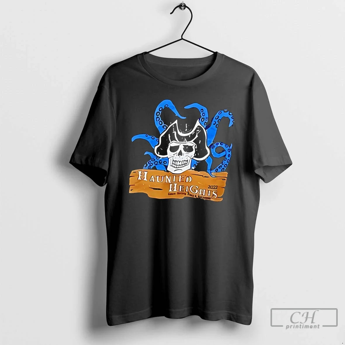 Premium Haunted Heights Pirate Skull Octopus Unisex T-shirt, Sweatshirt, Hoodie, Long Sleeve Tee - T-Shirt, Sweatshirt, Hoodie