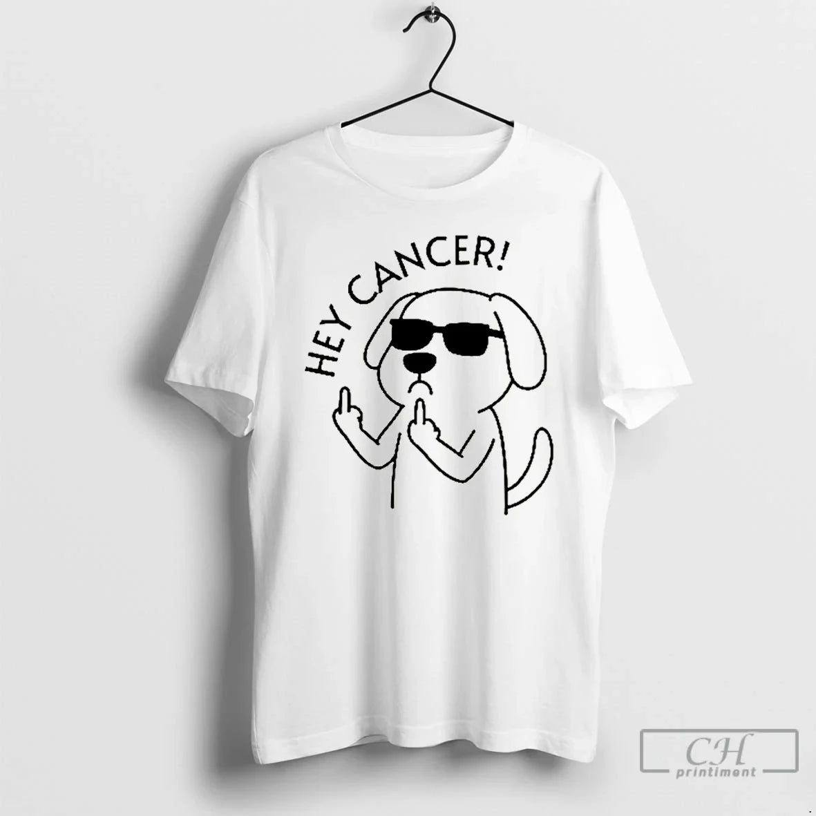 Premium Hey Dog Cancer Middle Finger Awareness Month Unisex T-shirt, Sweatshirt, Hoodie, Long Sleeve Tee - T-Shirt, Sweatshirt, Hoodie
