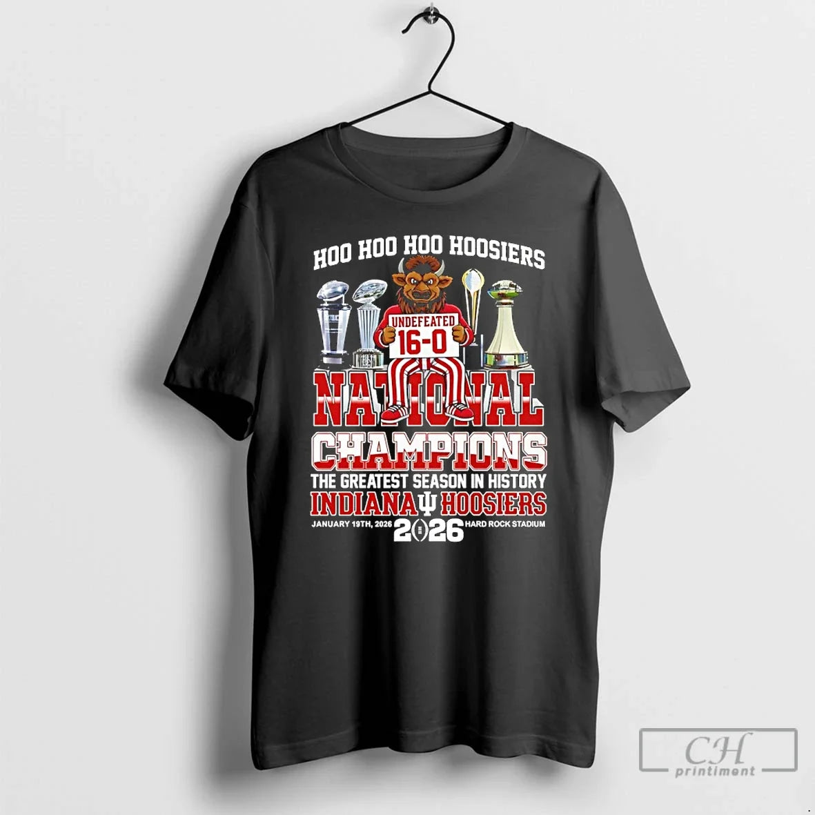 Premium Hoo Hoo Hoo Hoosiers Undefeated 16 0 National Champions The Greatest Season In History - T-Shirt, Sweatshirt, Hoodie