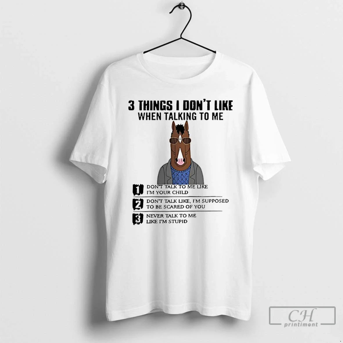 Premium Horse 3 Things I Dont Like When Talking To Me Dont Talk To Me - T-Shirt, Sweatshirt, Hoodie