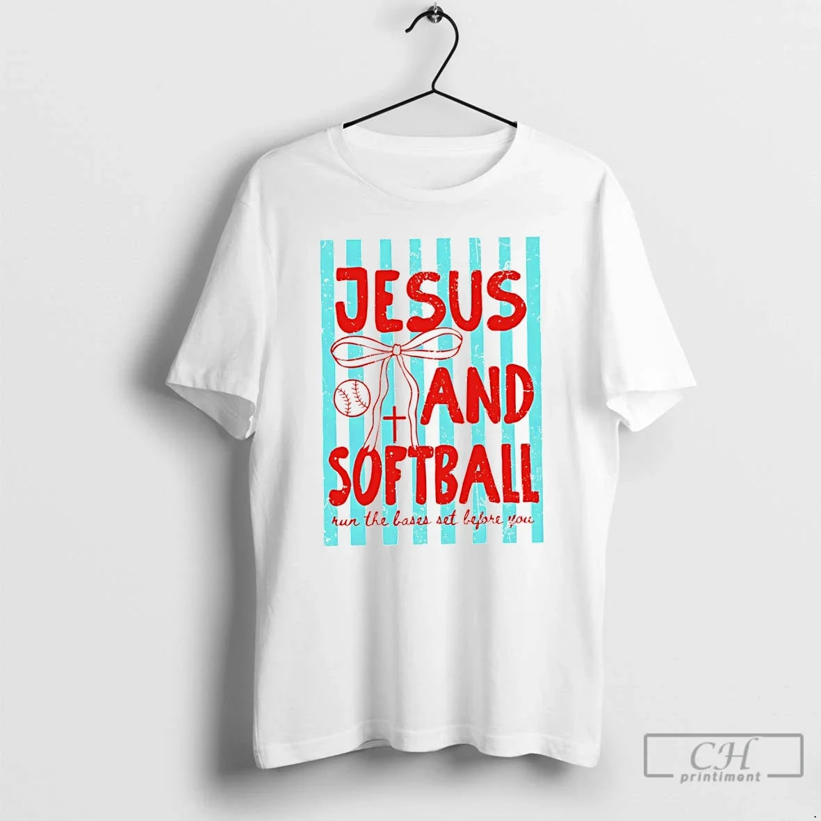 Premium Jesus And Softball Run The Bases Set Before You Unisex T-shirt, Sweatshirt, Hoodie, Long Sleeve Tee - T-Shirt, Sweatshirt, Hoodie