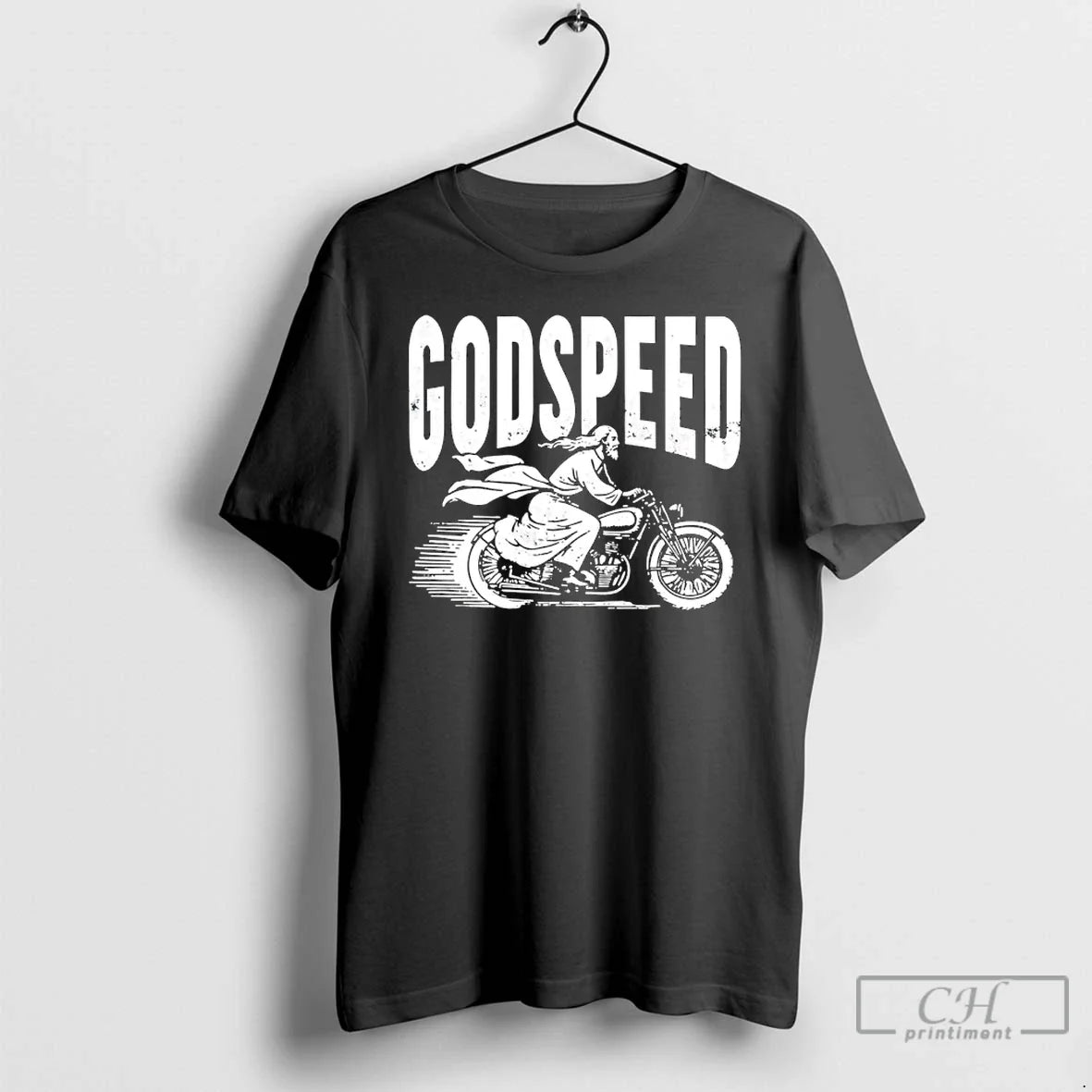 Premium Jesus Riding Motorcycle Godspeed Graphic - T-Shirt, Sweatshirt, Hoodie