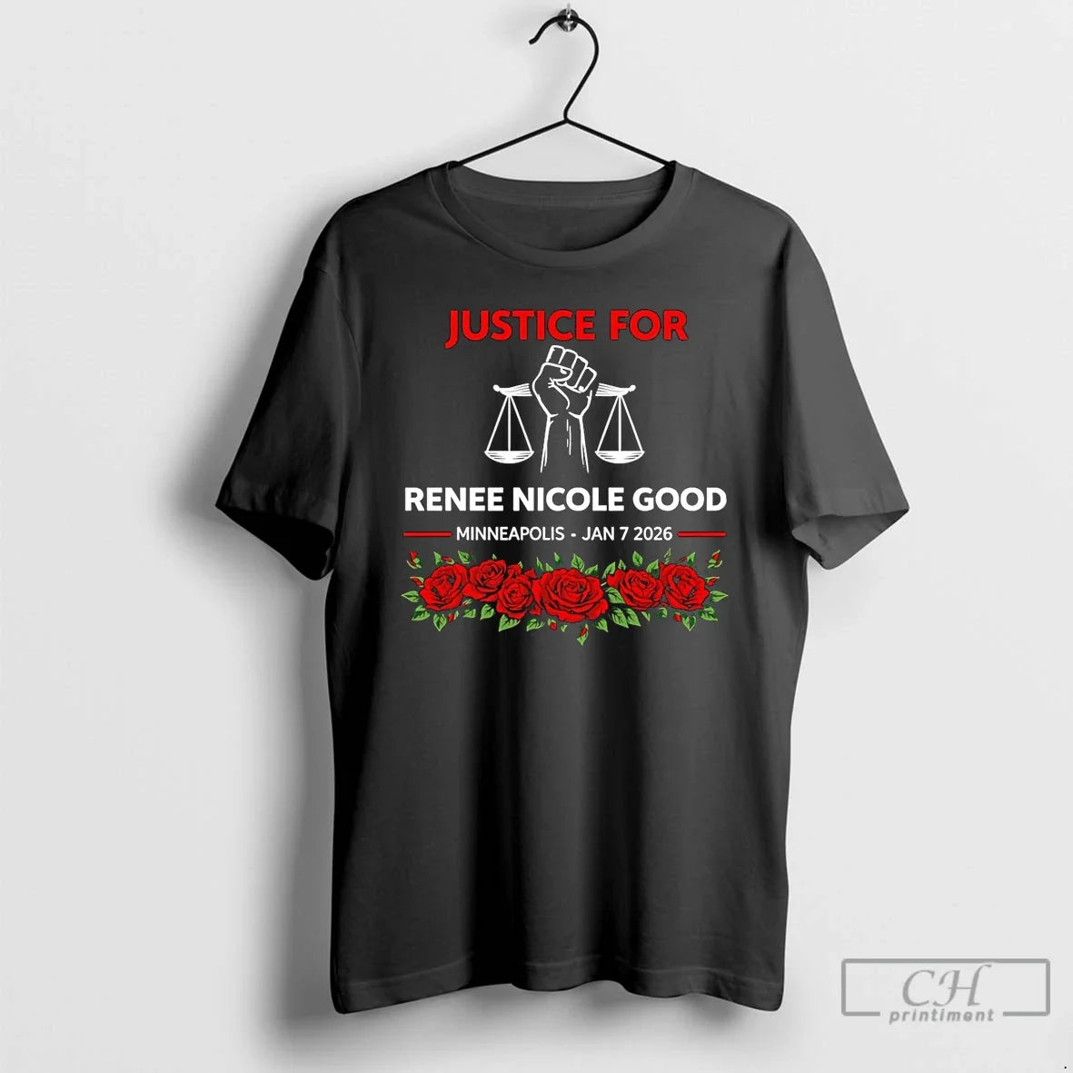Premium Justice For Renee Nicole Good Minneapolis 2026 Rose - T-Shirt, Sweatshirt, Hoodie