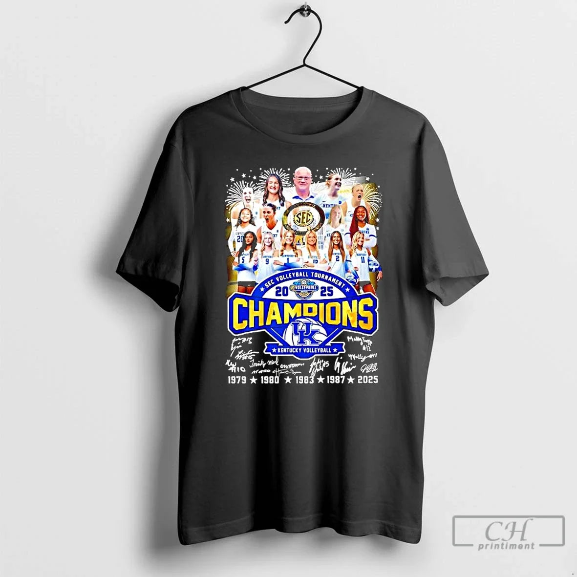 Premium Kentucky Sec Volleyball Tournament 2025 Champions Signatures - T-Shirt, Sweatshirt, Hoodie