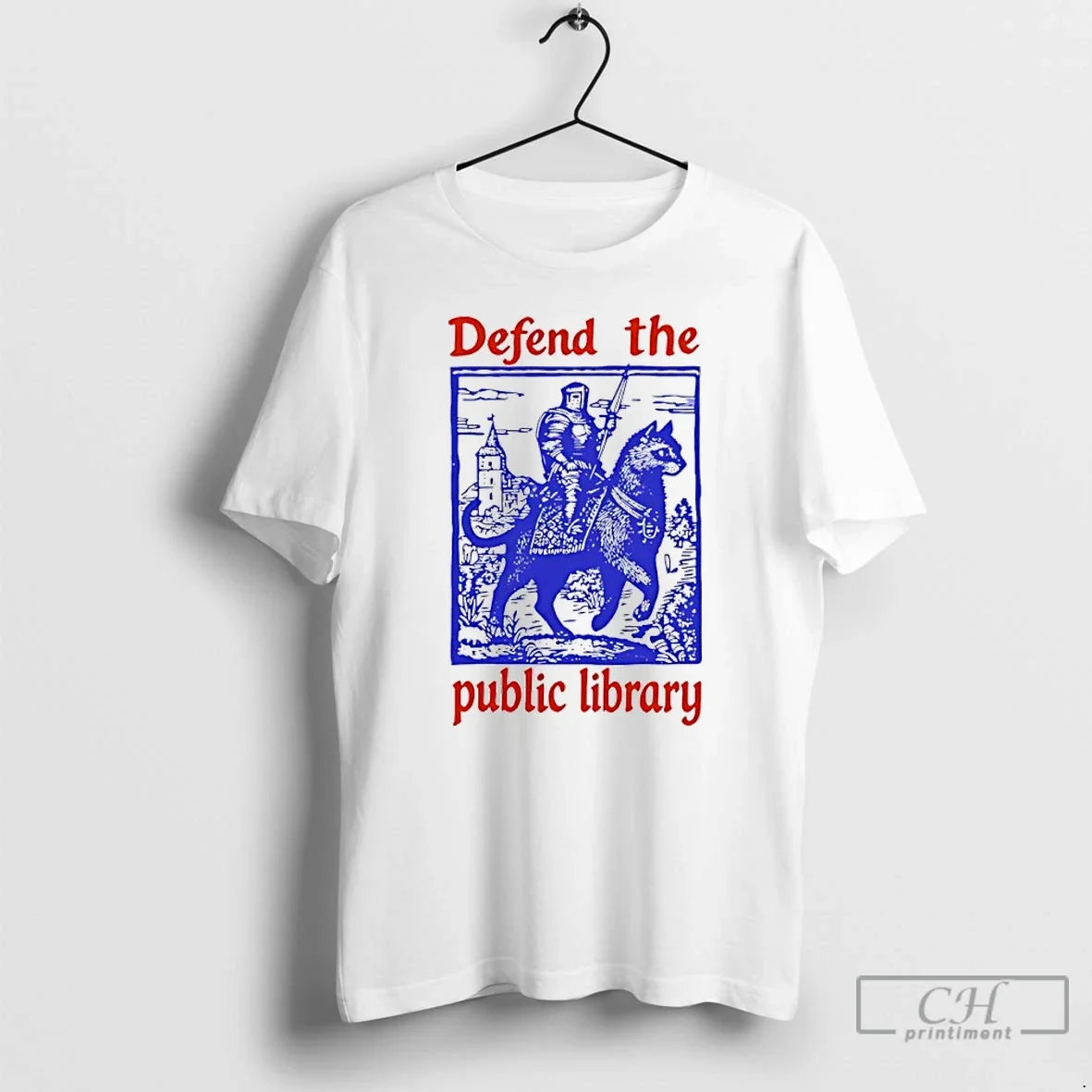 Premium Knight Cat Defend The Public Library - T-Shirt, Sweatshirt, Hoodie