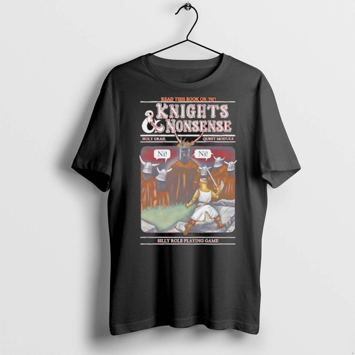 Premium Knights Nonsense Holy Grail Quest Module Read This Book Or Ni Silly Role Playing Unisex T-shirt, Sweatshirt, Hoodie, Long Sleeve Tee - T-Shirt, Sweatshirt, Hoodie
