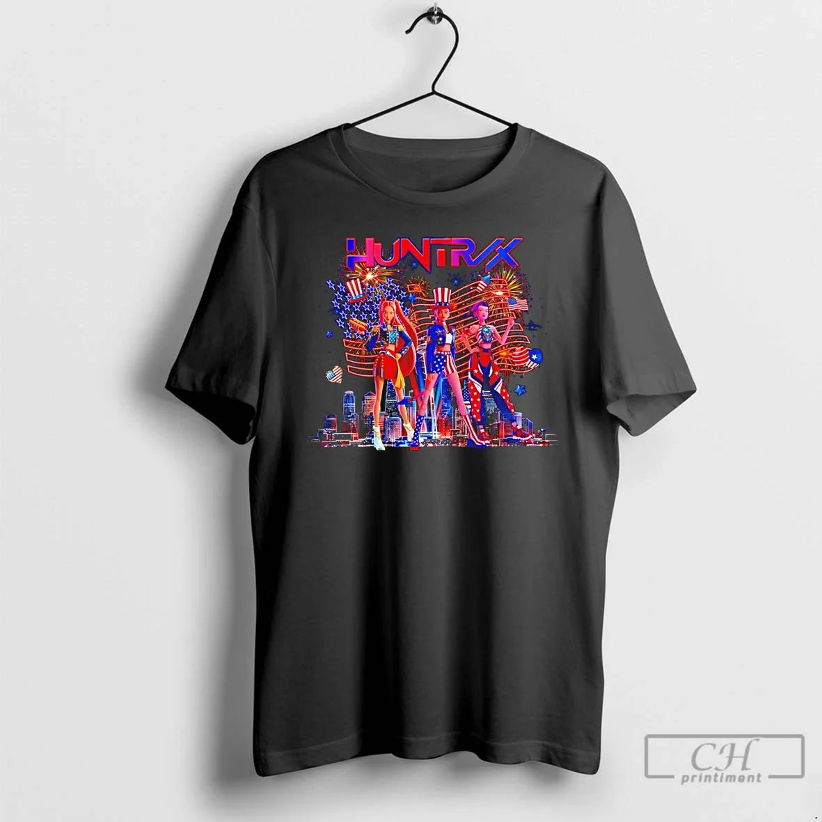 Premium Kpop Demon Hunters Huntrix Preppy 4th Of July Independence Day Unisex T-shirt, Sweatshirt, Hoodie, Long Sleeve Tee - T-Shirt, Sweatshirt, Hoodie