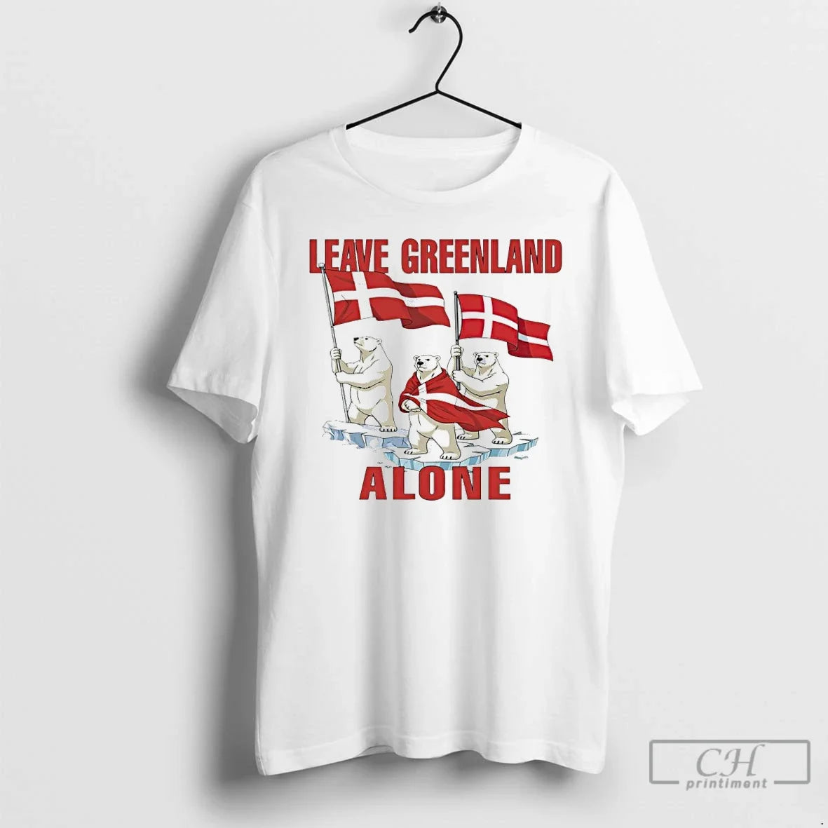 Premium Leave Greenland Alone Polar Bear With Greenland Flag - T-Shirt, Sweatshirt, Hoodie