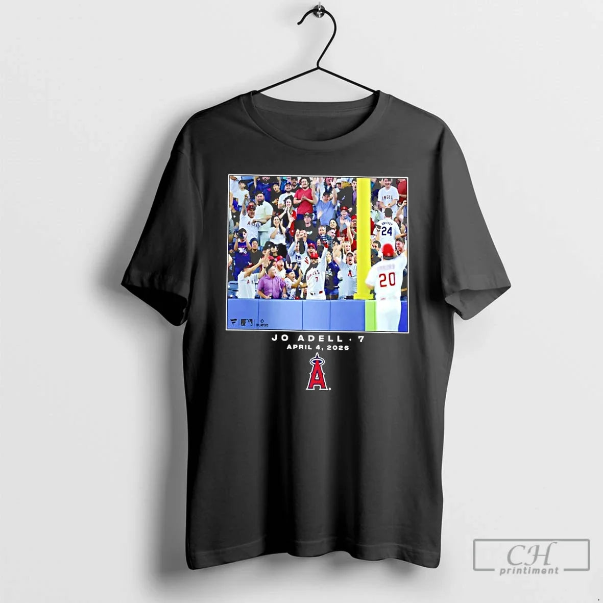 Premium Los Angeles Angels Jo Adell Black Mlb Flash Feature Unisex T-shirt, Sweatshirt, Hoodie, Long Sleeve Tee - T-Shirt, Sweatshirt, Hoodie