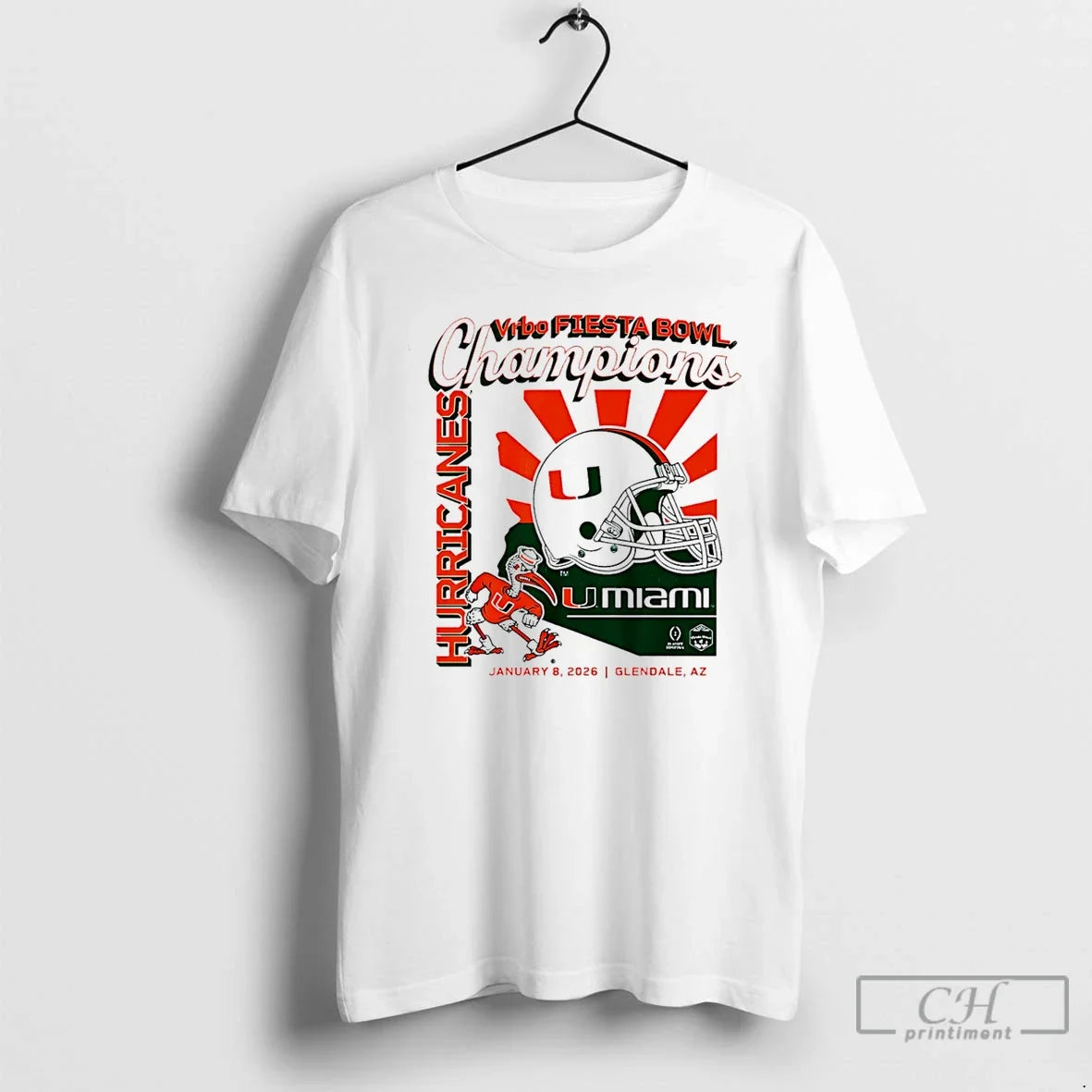 Premium Miami Football Cfp Fiesta Bowl Champions 2026 - T-Shirt, Sweatshirt, Hoodie