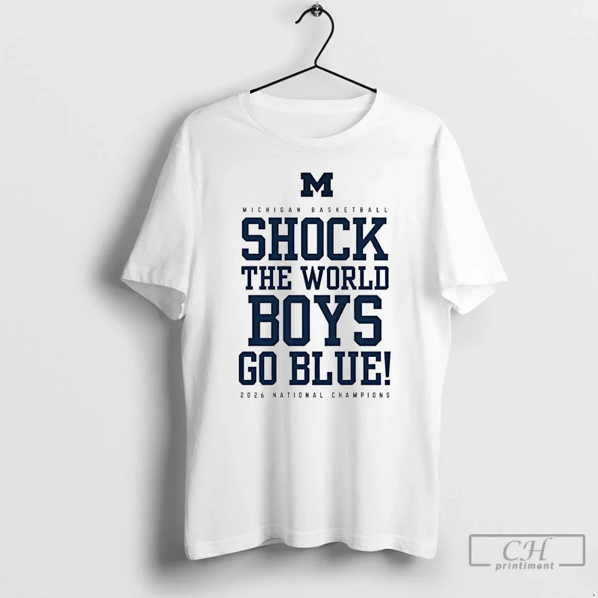 Premium Michigan National Champions Shock The World Boys Go Blue Unisex T-shirt, Sweatshirt, Hoodie, Long Sleeve Tee - T-Shirt, Sweatshirt, Hoodie