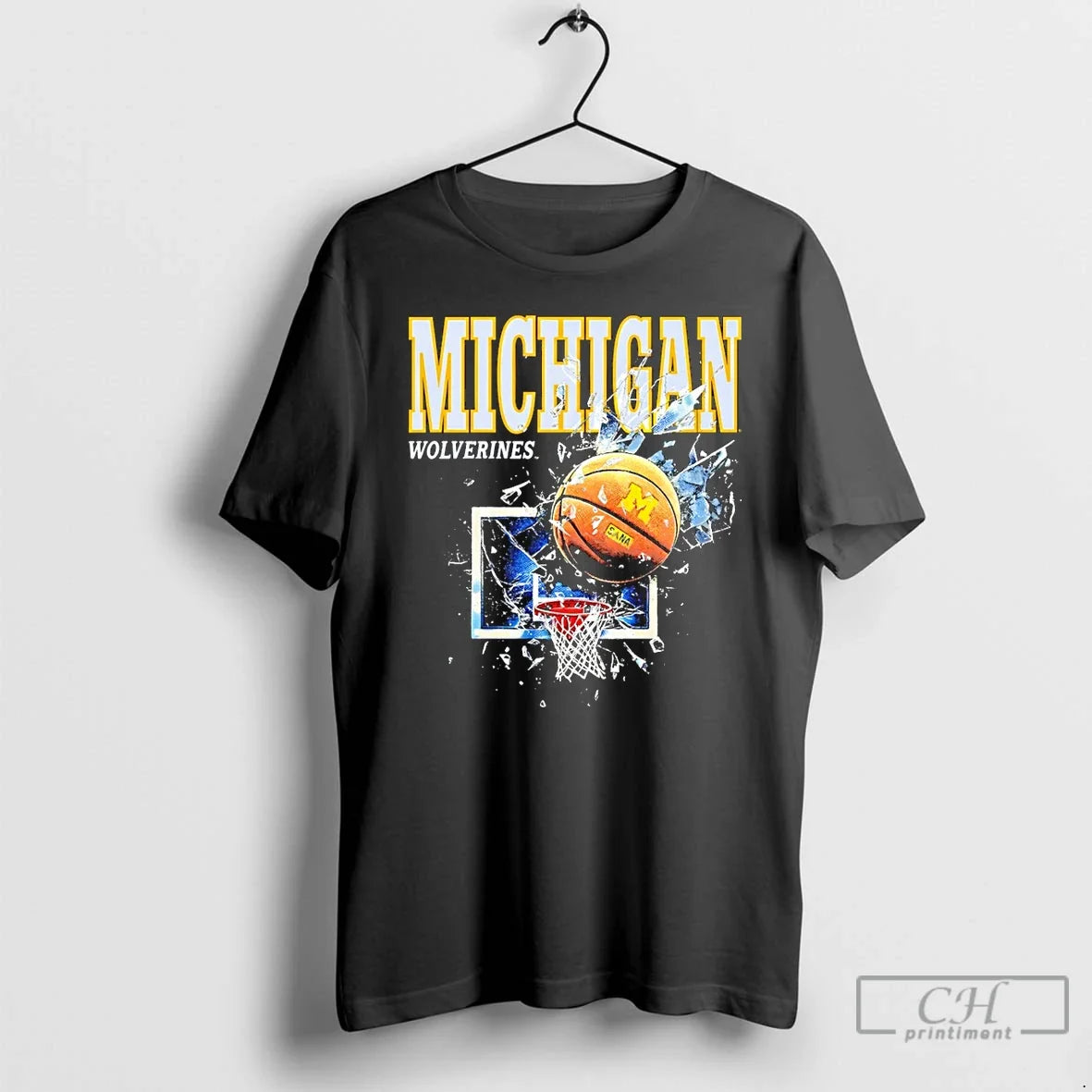 Premium Michigan Wolverines Basketball Broken Glass National Champions Ncaa 2026 Unisex T-shirt, Sweatshirt, Hoodie, Long Sleeve Tee - T-Shirt, Sweatshirt, Hoodie
