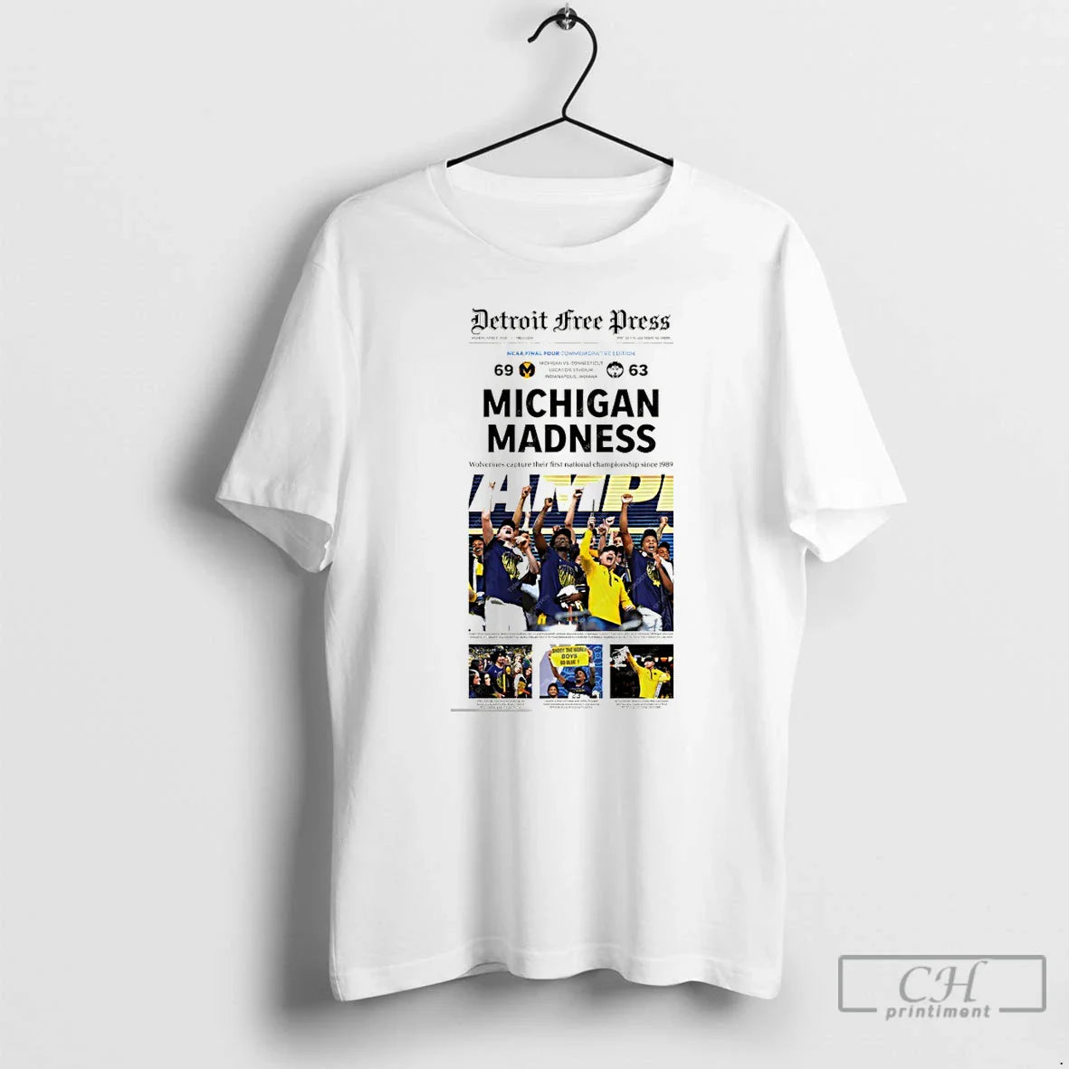 Premium Michigan Wolverines Ncaa Championship March Madness Celebration Newspaper 2026 Unisex T-shirt, Sweatshirt, Hoodie, Long Sleeve Tee - T-Shirt, Sweatshirt, Hoodie