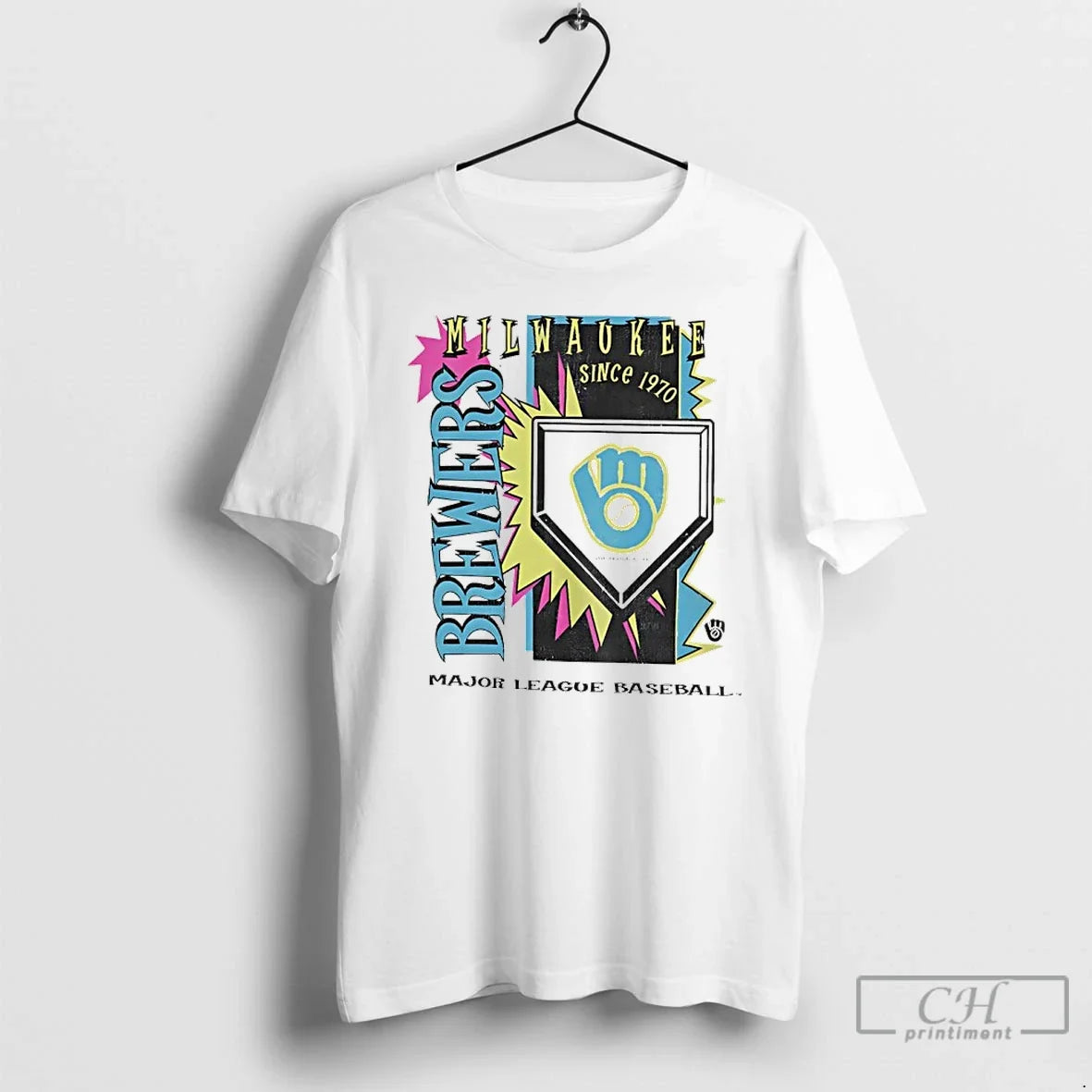 Premium Milwaukee Brewers 1970 Mlb Cooperstown Neon Field Shock Unisex T-shirt, Sweatshirt, Hoodie, Long Sleeve Tee - T-Shirt, Sweatshirt, Hoodie