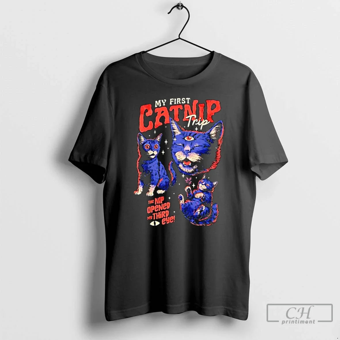 Premium My First Catnip Trip The Nip Opened My Third Eye Cat T Shirts Sweater - T-Shirt, Sweatshirt, Hoodie
