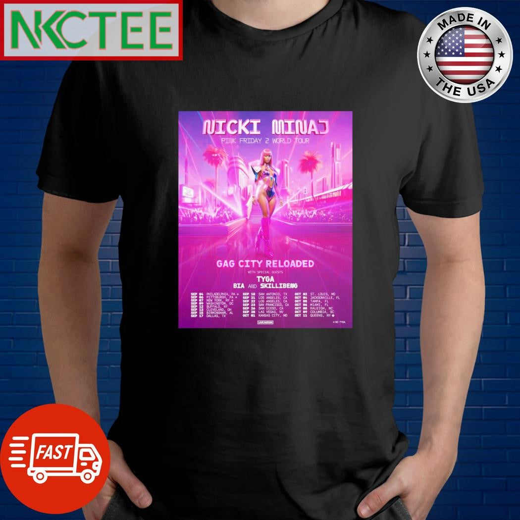 Premium Nicki Minaj Pink Friday 2 World Tour Gag City Reloaded With Tyga shirt Unisex T-shirt, Sweatshirt, Hoodie, Long Sleeve Tee - T-Shirt, Sweatshirt, Hoodie