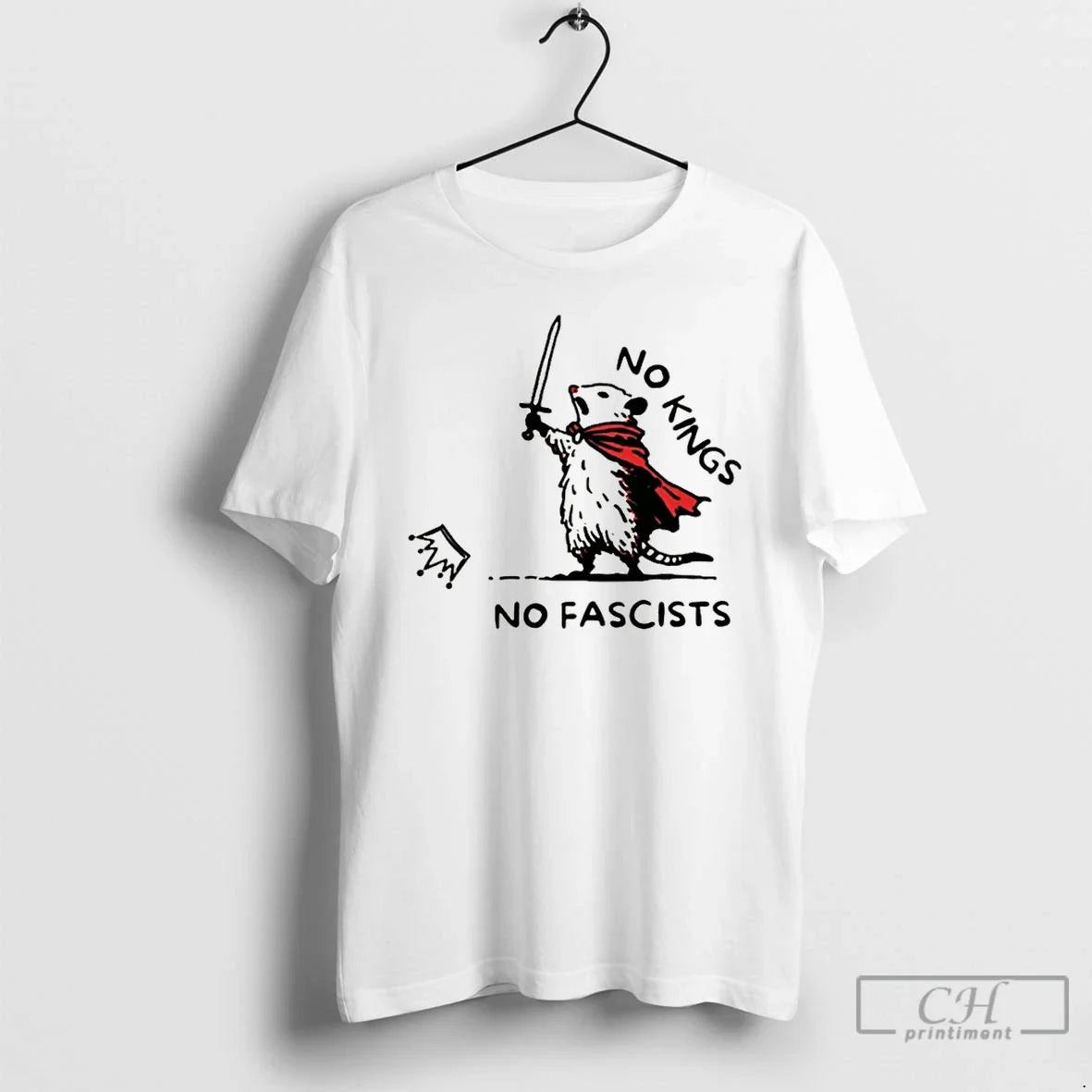 Premium No Kings No Fascists Opossum Warrior Doodle Meme No Kings Anti Trump T Shirts Unisex T-shirt, Sweatshirt, Hoodie, Long Sleeve Tee - T-Shirt, Sweatshirt, Hoodie