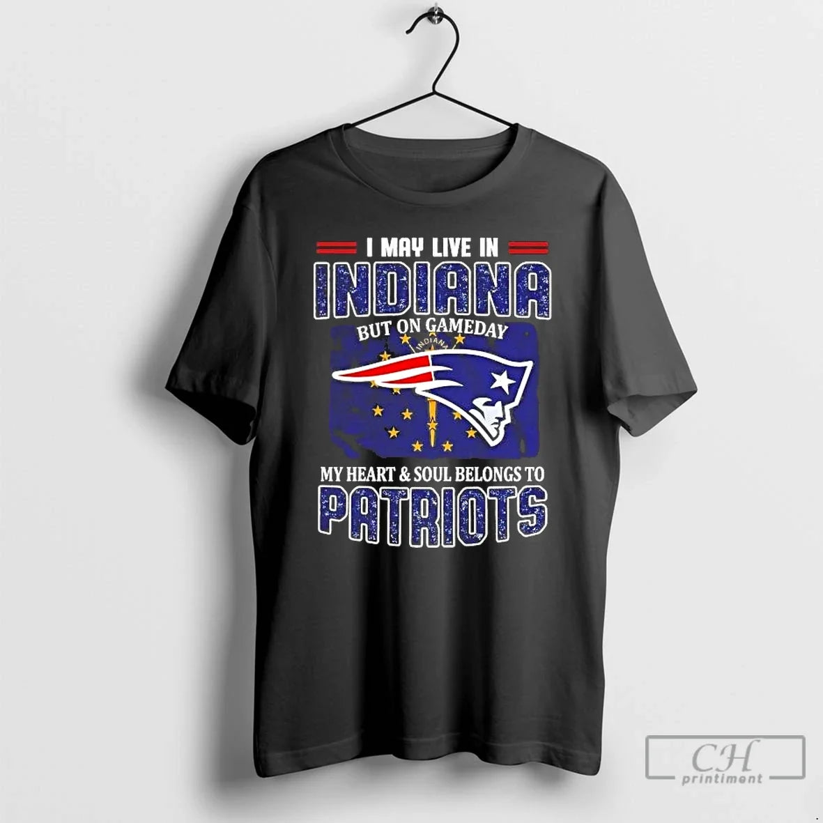 Premium On Gameday My Heart And Soul Belongs To Patriots I May Live In Indiana - T-Shirt, Sweatshirt, Hoodie
