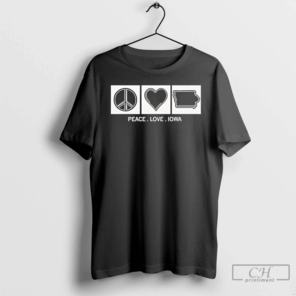 Premium Peace Love Iowa Unisex T-shirt, Sweatshirt, Hoodie, Long Sleeve Tee - T-Shirt, Sweatshirt, Hoodie