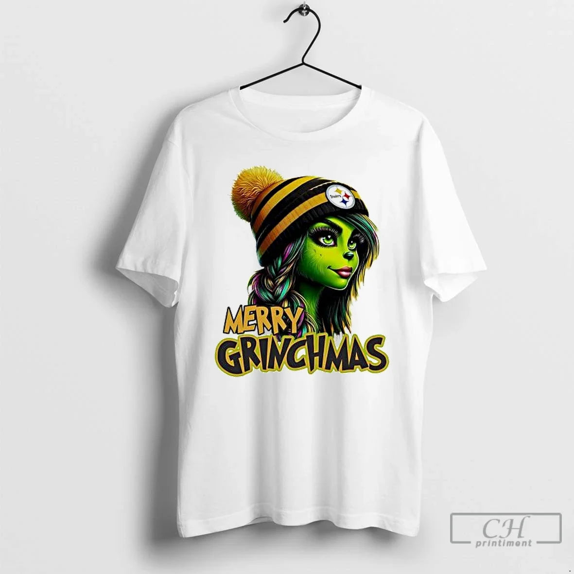 Premium Pittsburgh Steeler Christmas Girl Female Grinch - T-Shirt, Sweatshirt, Hoodie