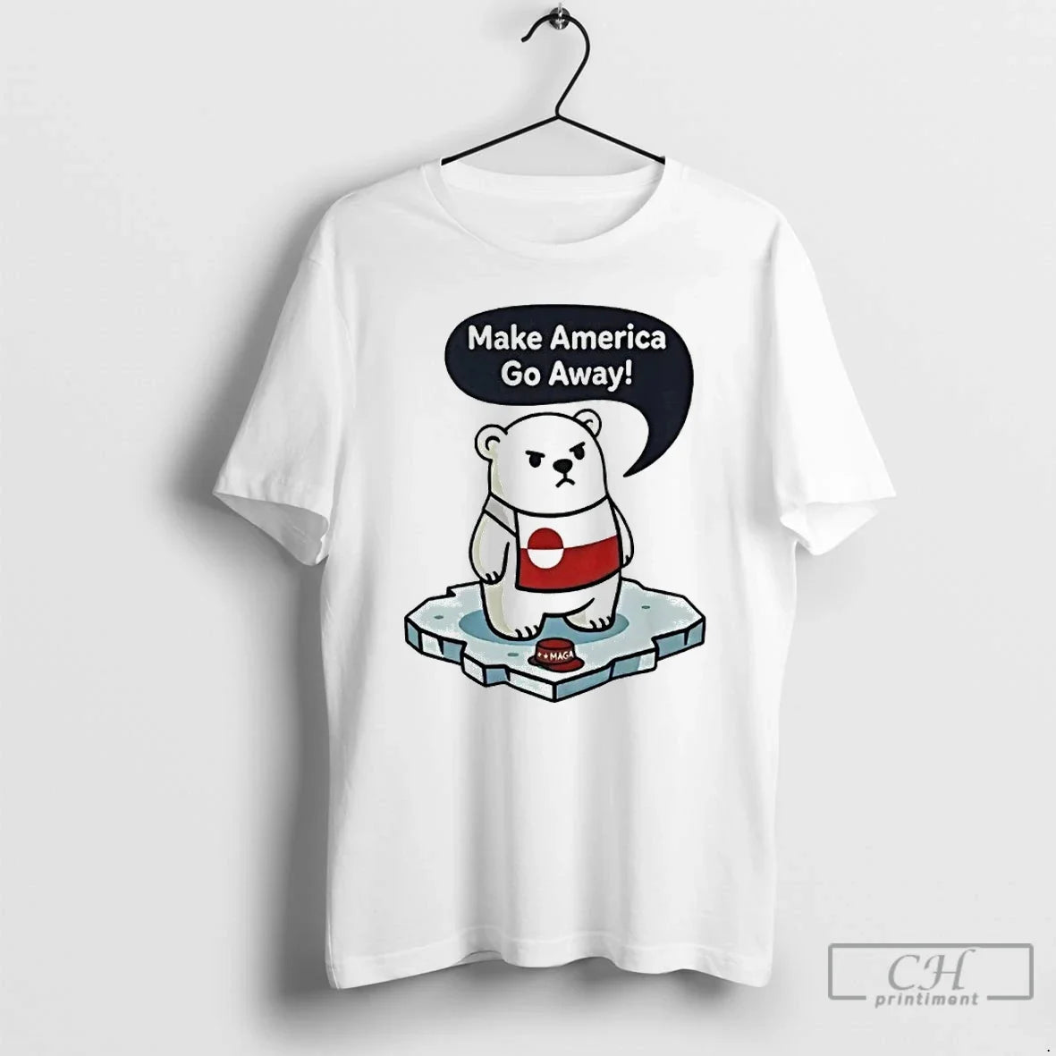 Premium Polar Bear Chibi Make America Go Away Greenland Is Not For Sale T Shirts - T-Shirt, Sweatshirt, Hoodie