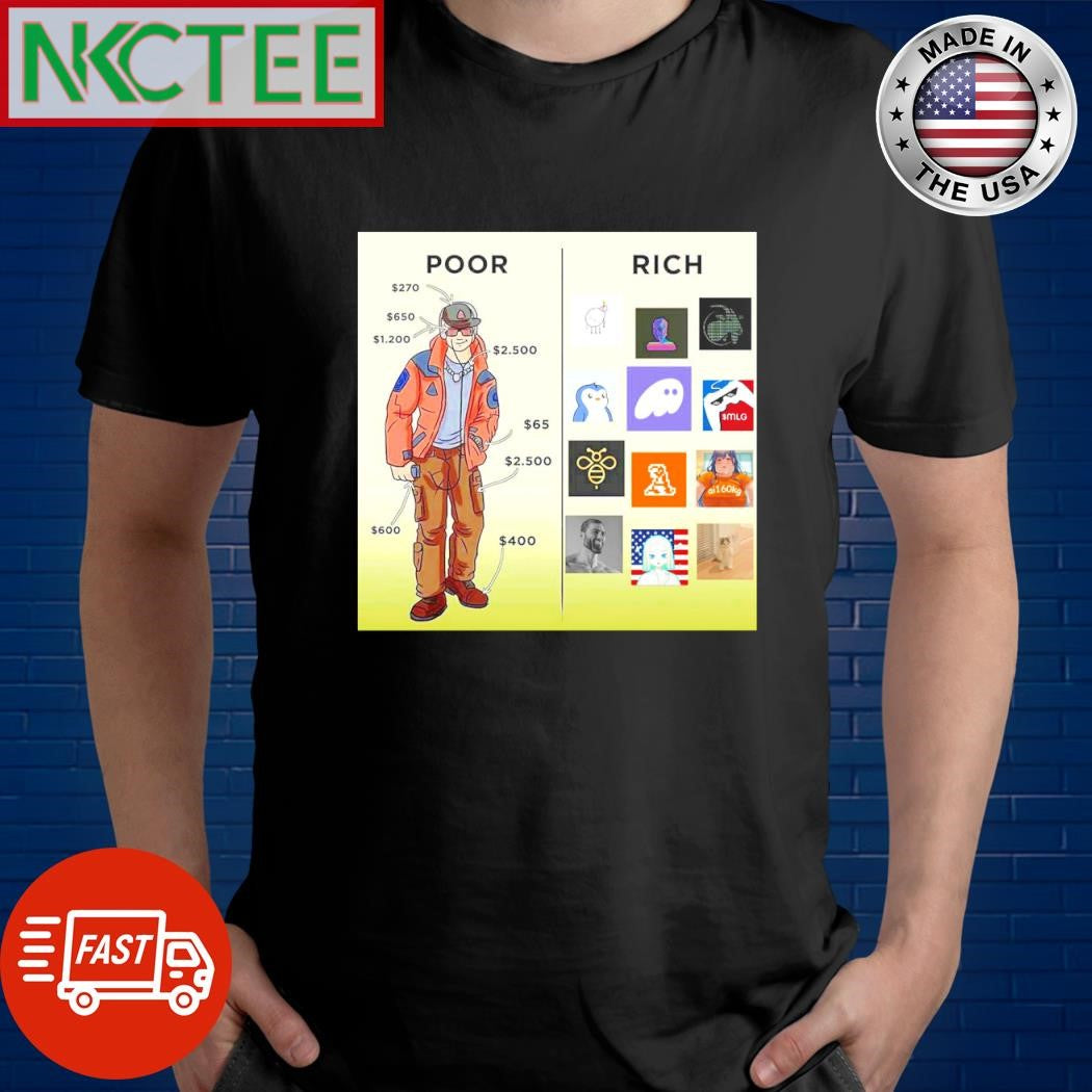 Premium Poor vs rich paint money vs trading shirt Unisex T-shirt, Sweatshirt, Hoodie, Long Sleeve Tee - T-Shirt, Sweatshirt, Hoodie