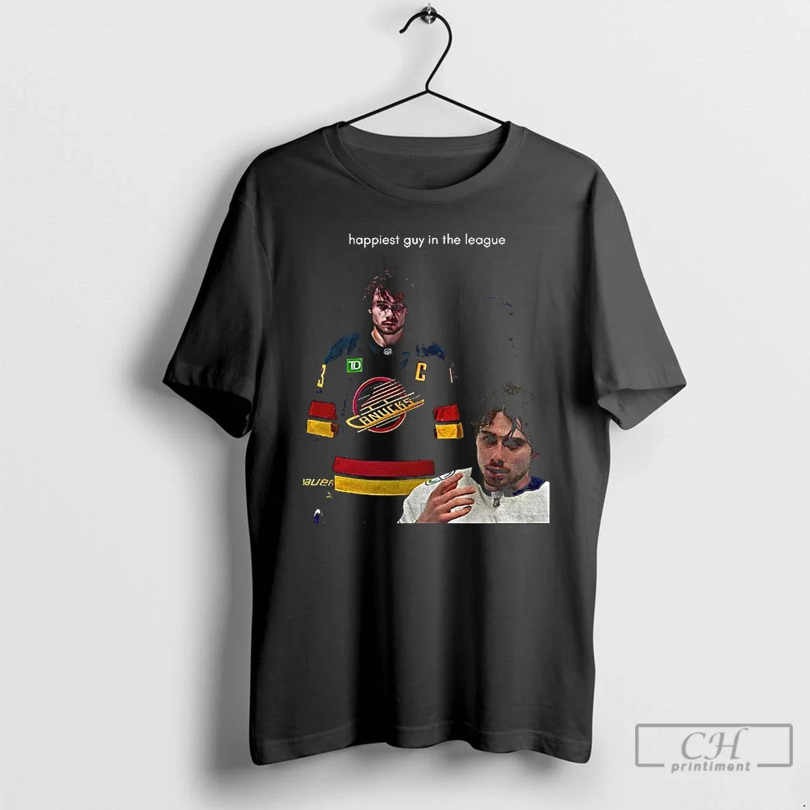 Premium Quinn Hughes Happiest Guy In The League - T-Shirt, Sweatshirt, Hoodie