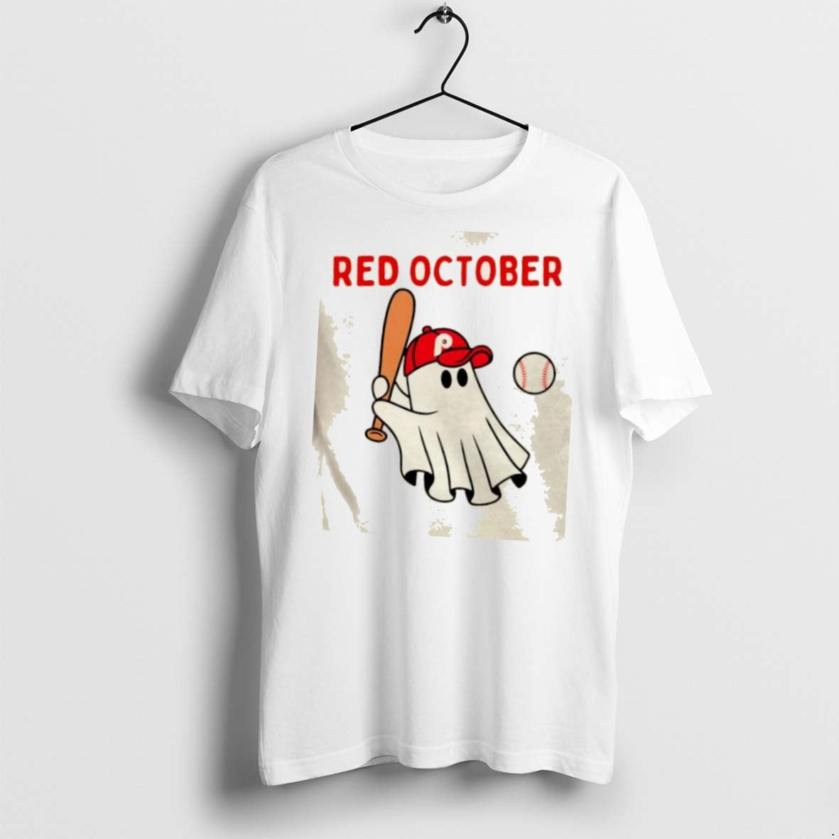 Red October Halloween Philadelphia Phillies Baseball Ghost T Shirts Unisex T-shirt, Sweatshirt, Hoodie, Long Sleeve Tee - T-Shirt, Sweatshirt, Hoodie